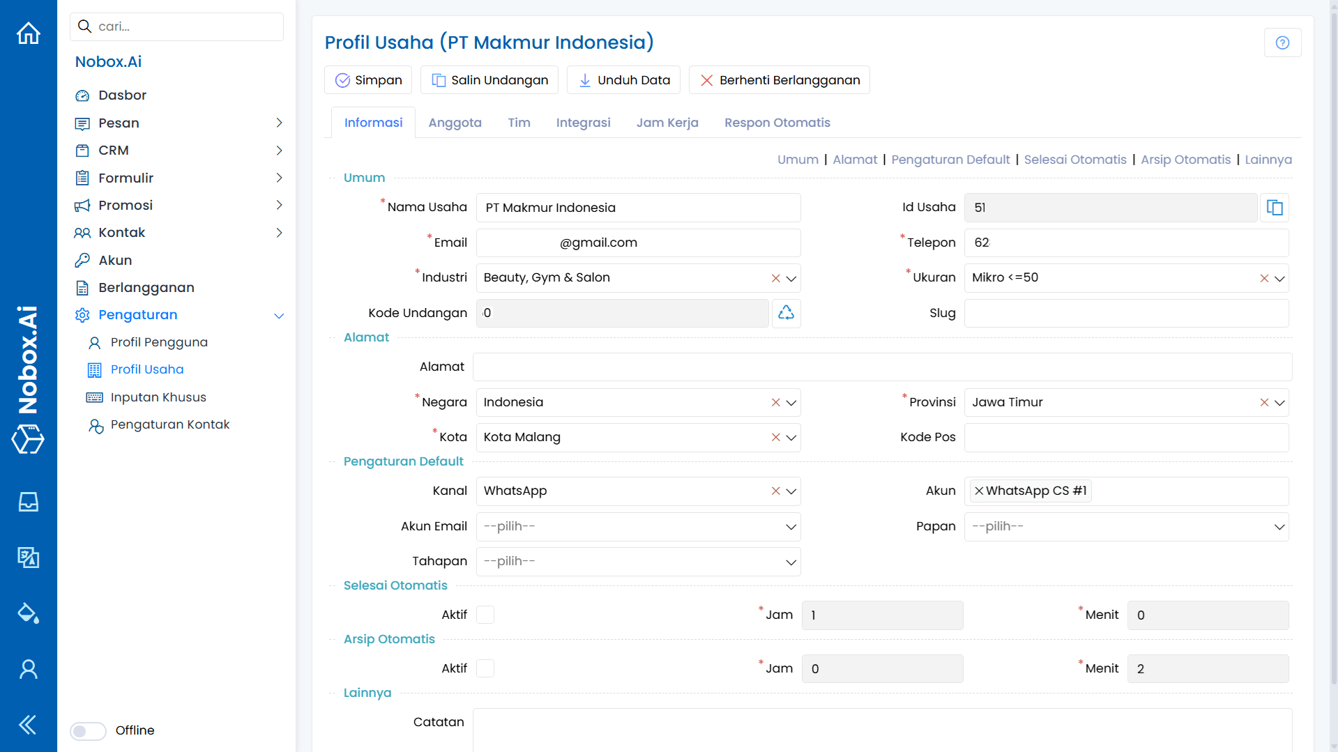 Tenant Profile Interface