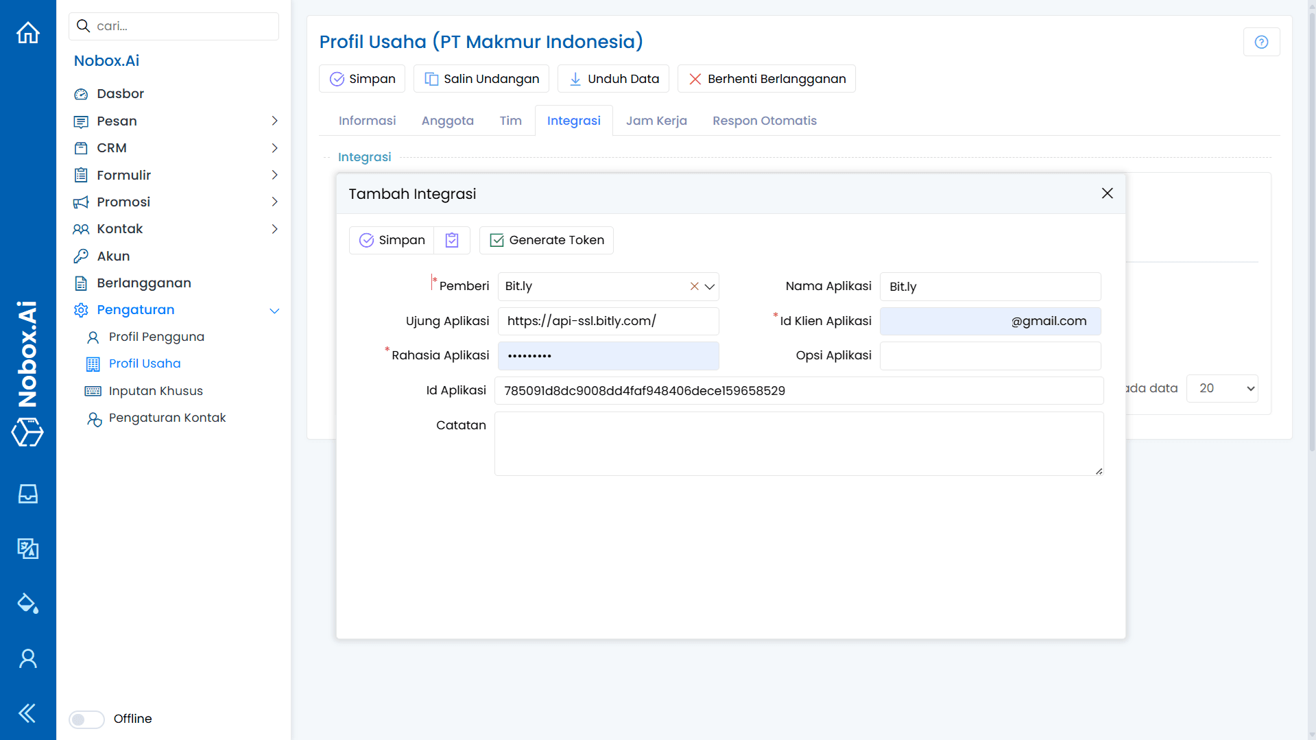 Add Integration Dialog
