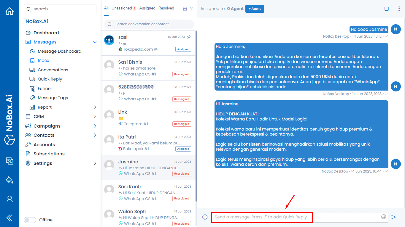 Using Quick Reply Shortcut
