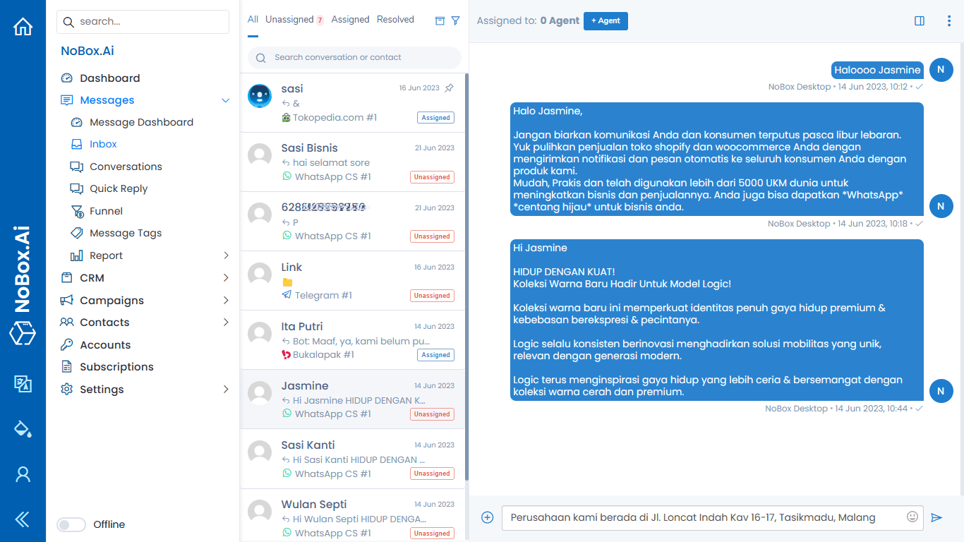 Sent Message with Quick Reply