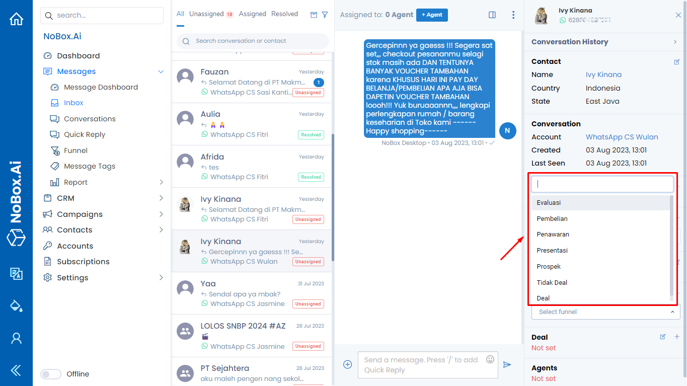 Selecting Funnel Stages