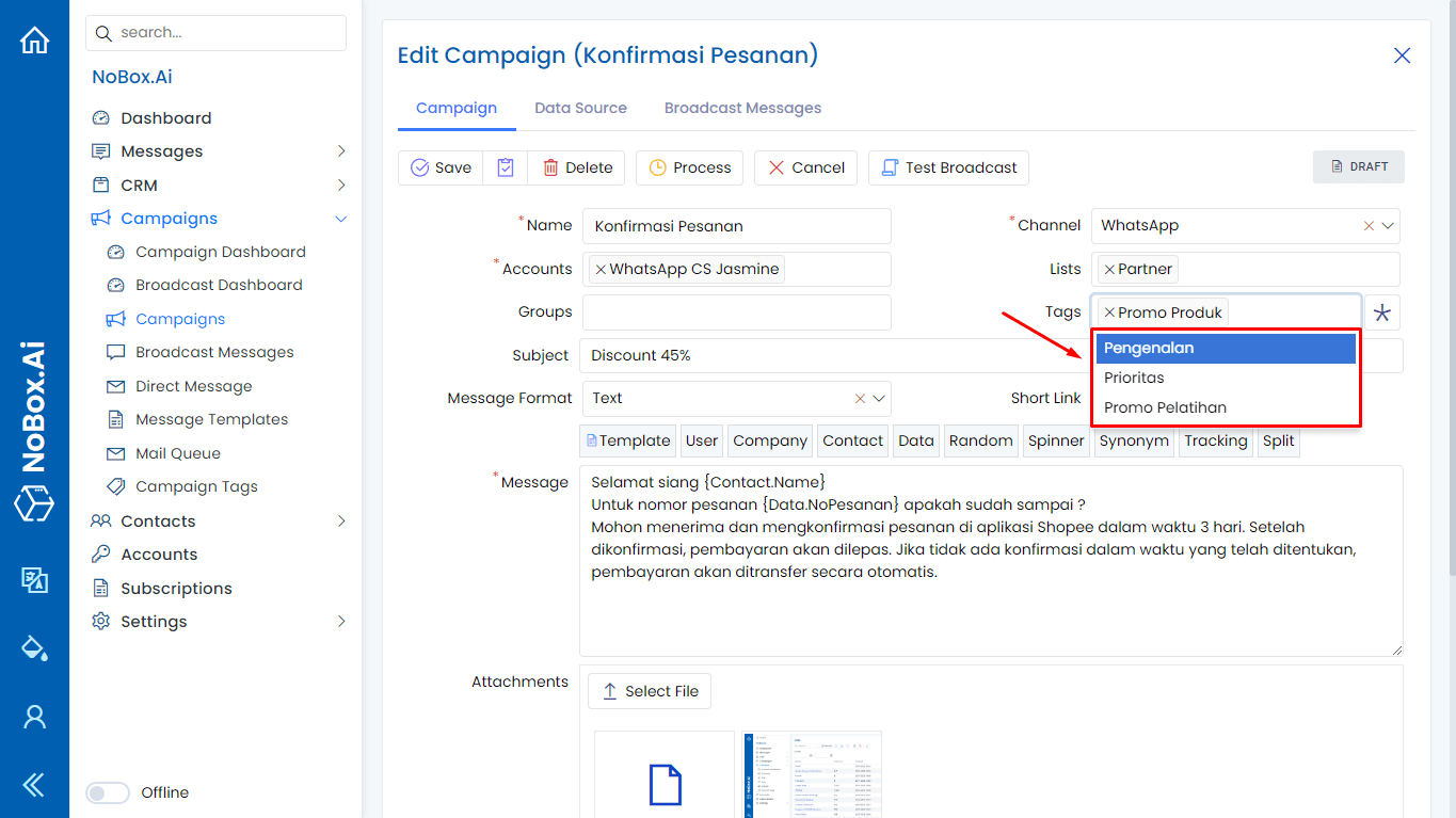 NoBox Cara Tags View