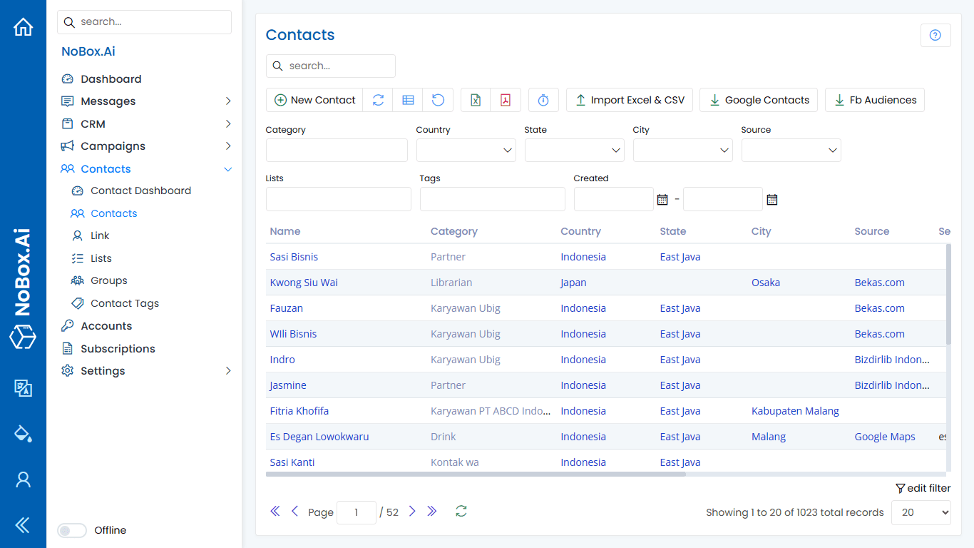Contacts Menu Overview