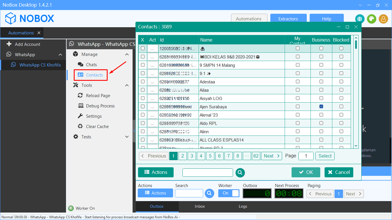 Tampilan Dasbor NoBox