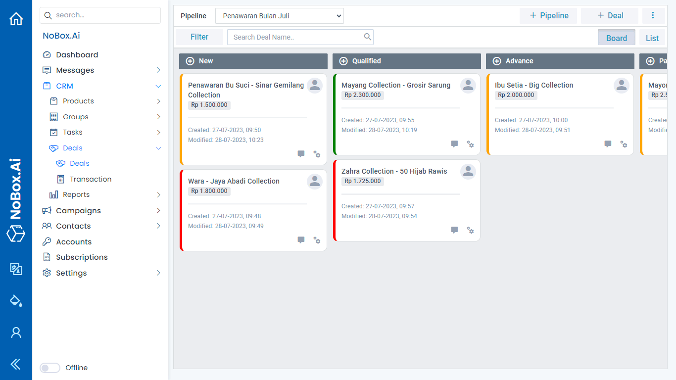 NoBox Dashboard Interface