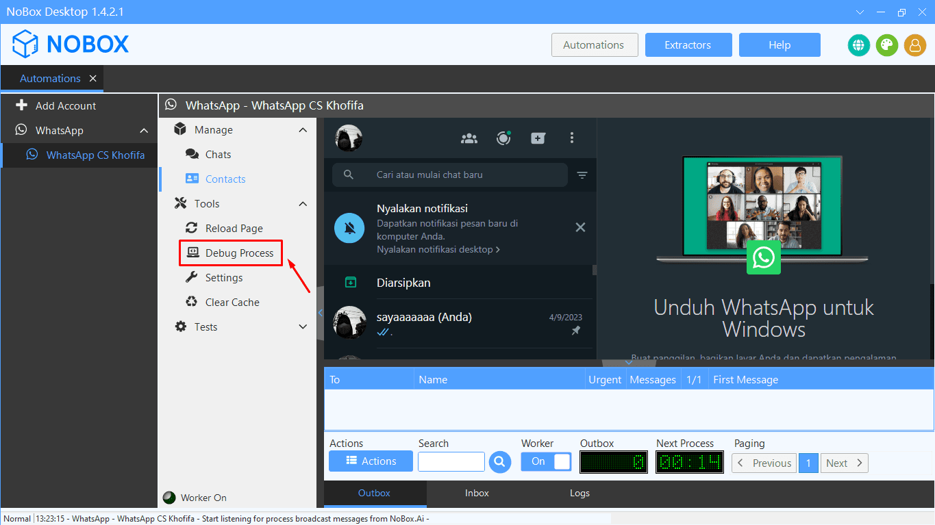 Tampilan Dasbor NoBox