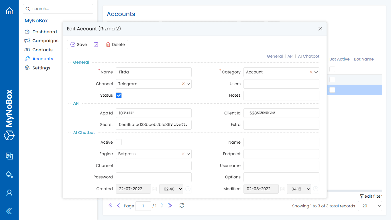 NoBox Dashboard Interface