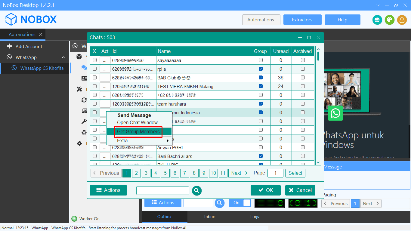 Tampilan Dasbor NoBox