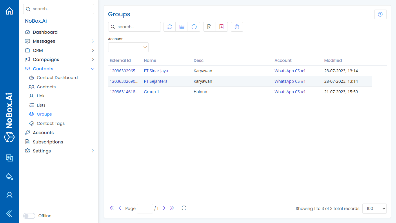 NoBox Dashboard View