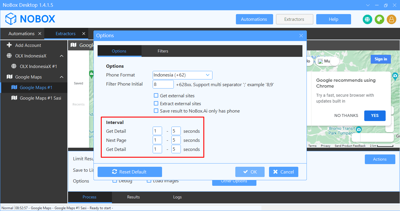 Tampilan Dasbor NoBox