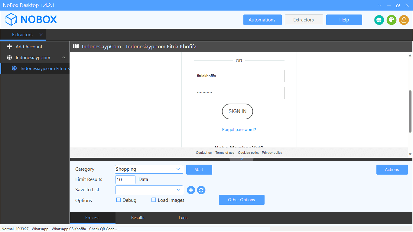Tampilan Dasbor NoBox