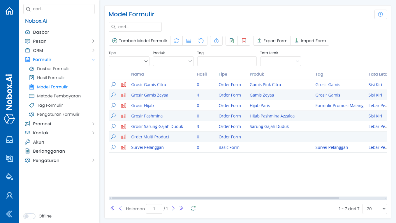 NoBox Broadcast Messages View