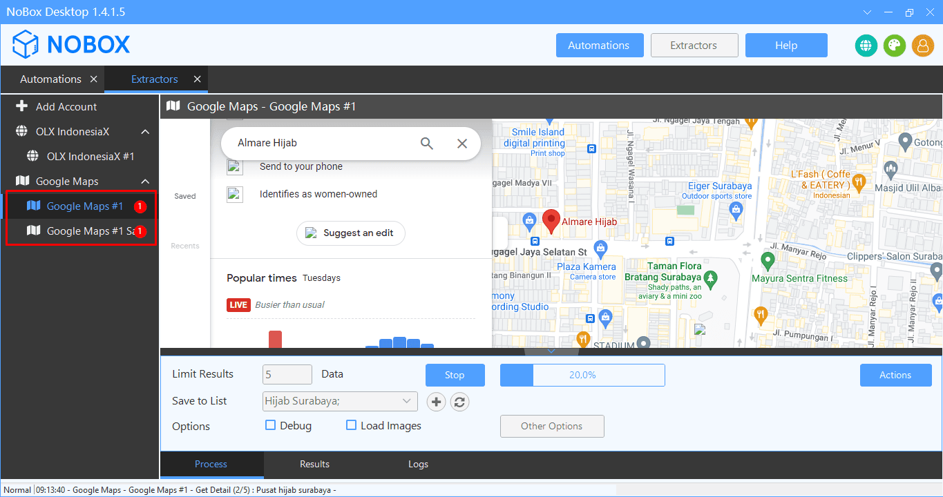 Tampilan Dasbor NoBox