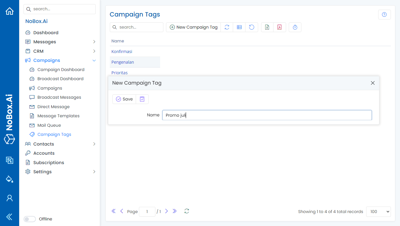 NoBox New Campaign Tag View