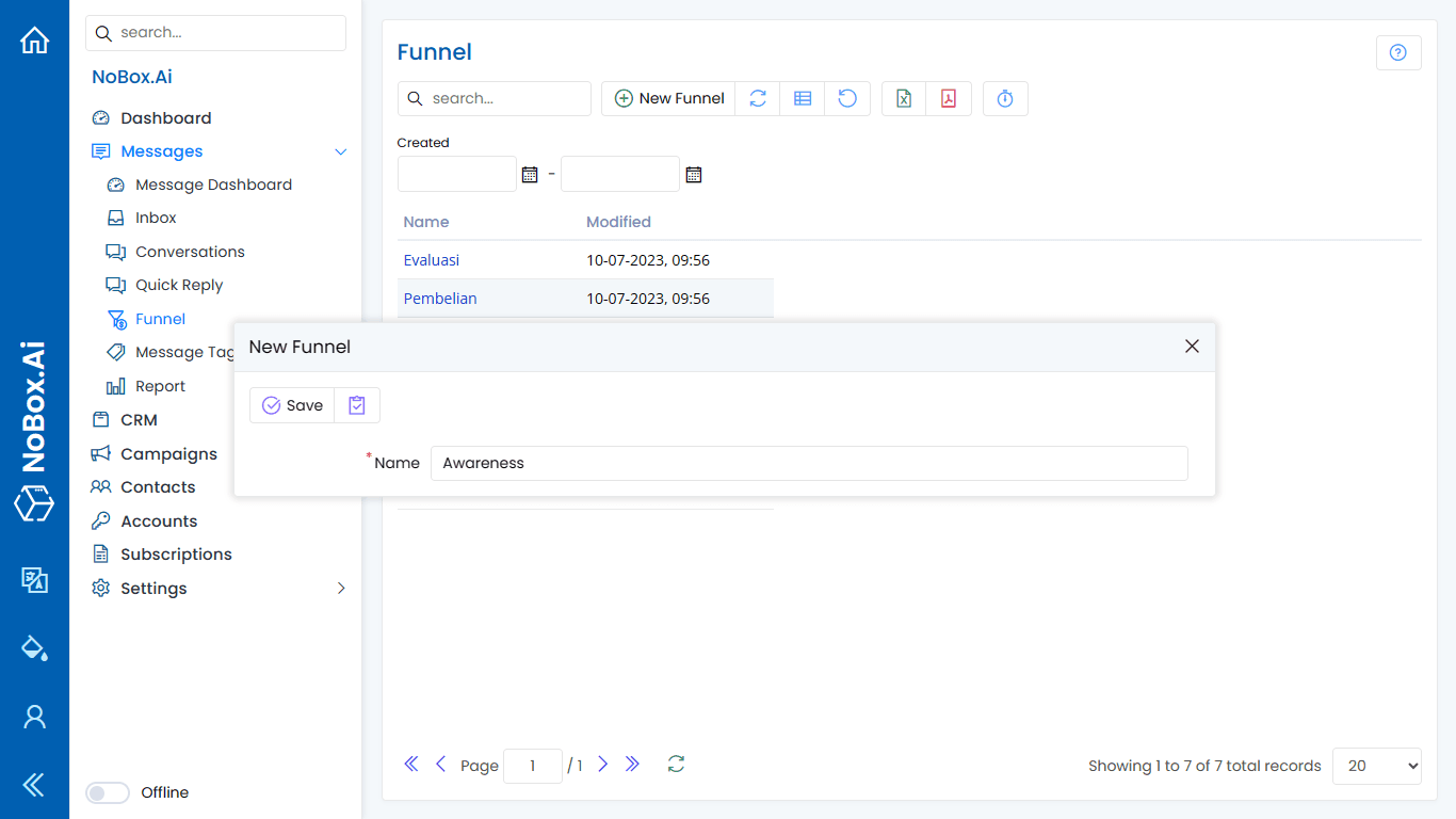 Add New Funnel Interface