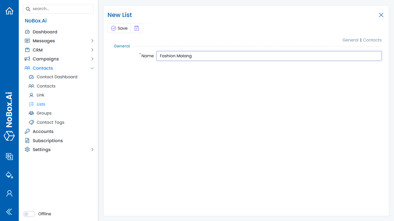 NoBox Dashboard View