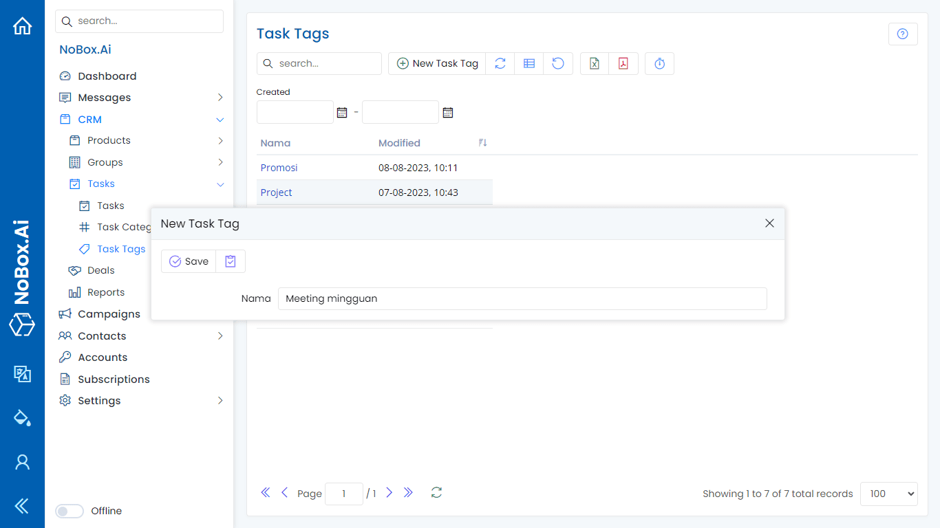 NoBox Dashboard View