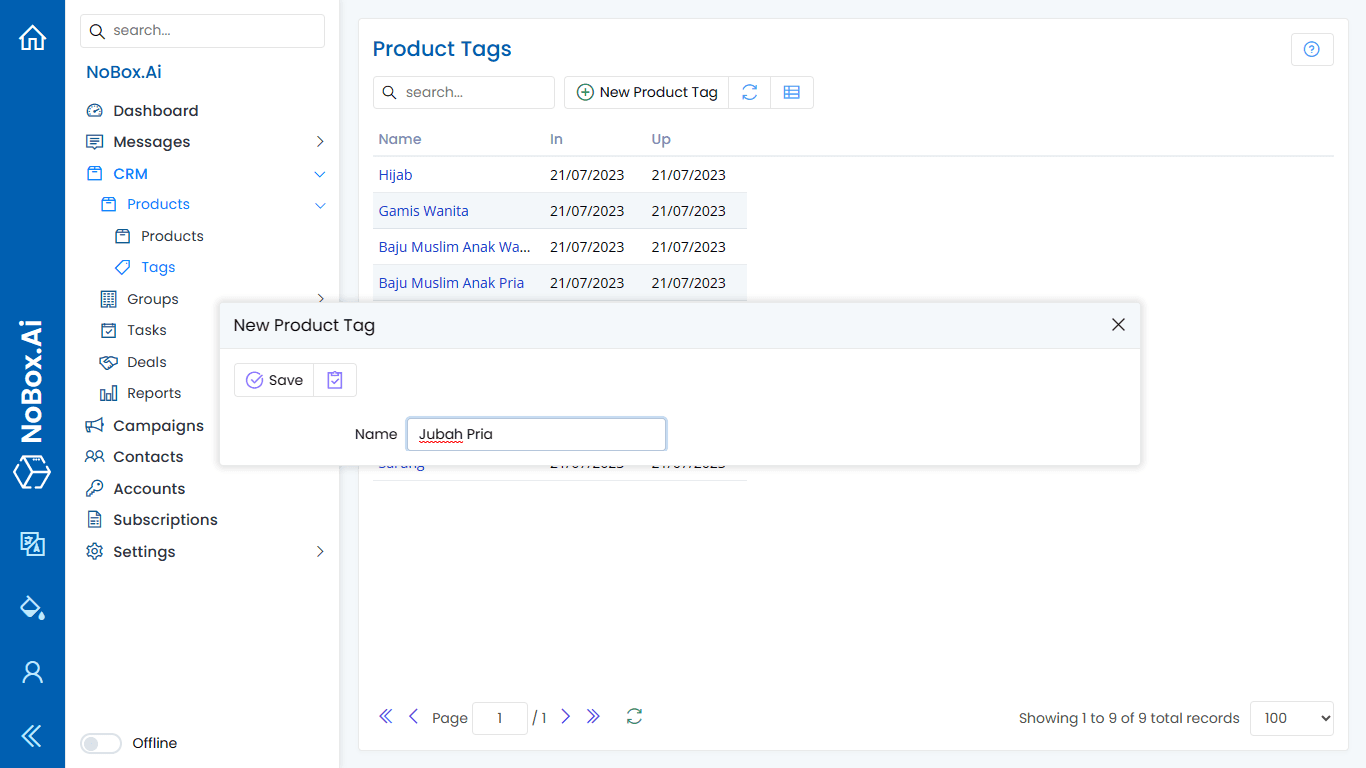 NoBox Dashboard View