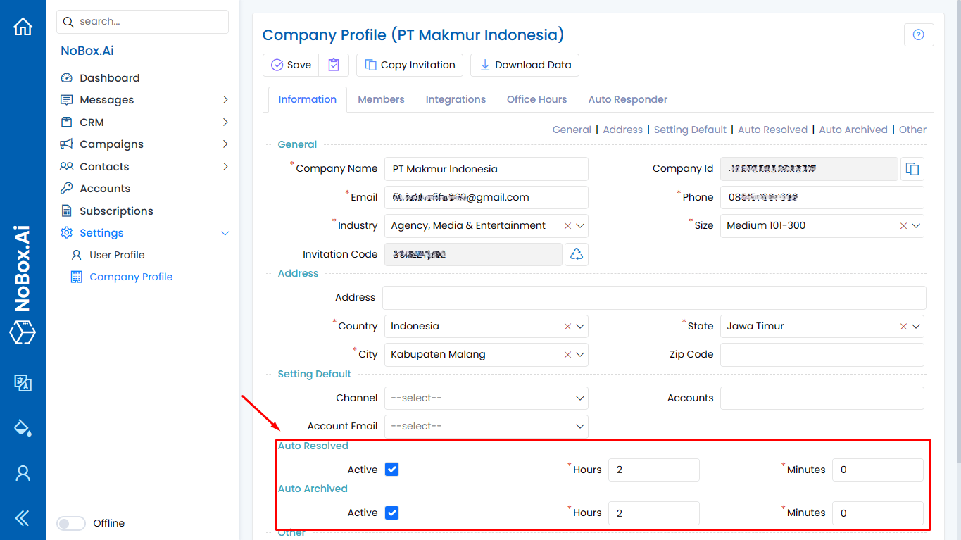Setting Auto Response