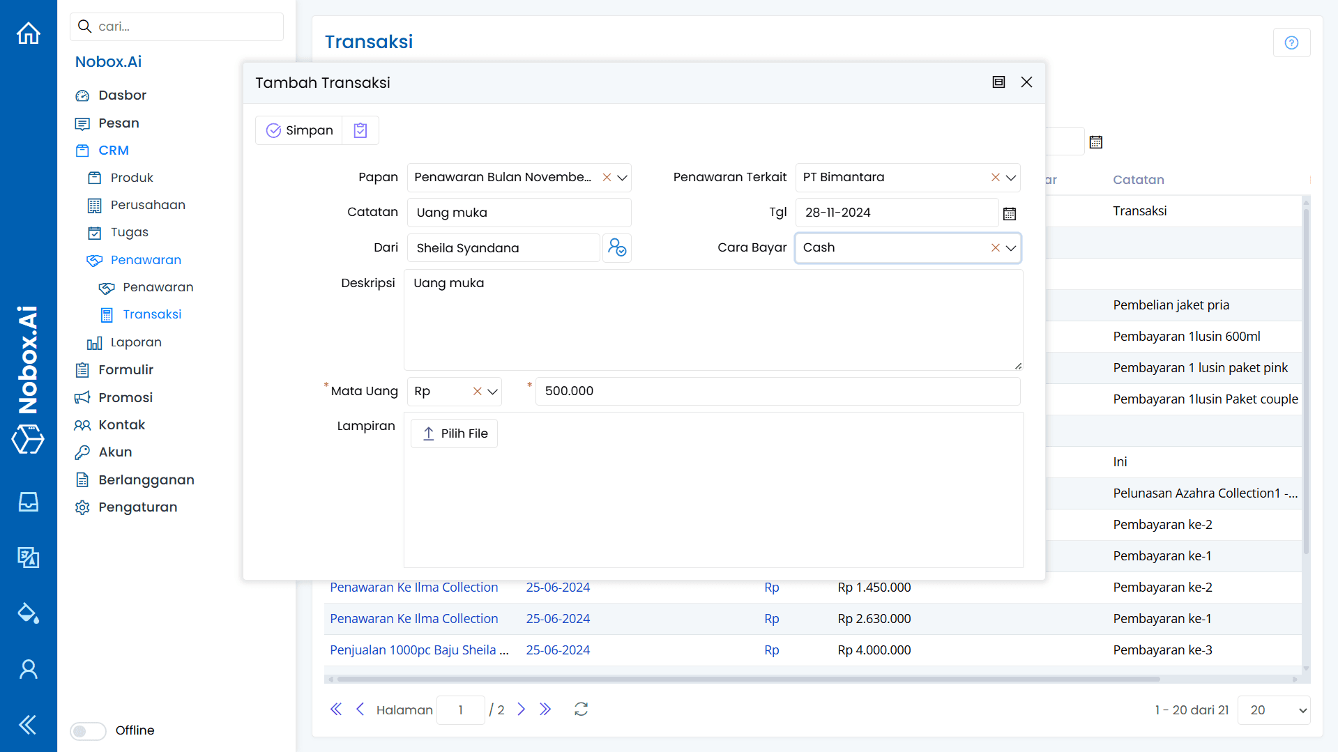 NoBox Dashboard View