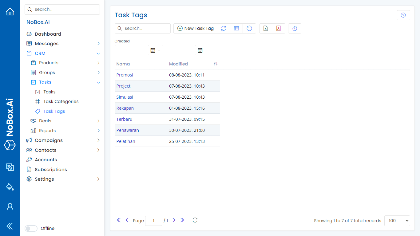 NoBox Dashboard View