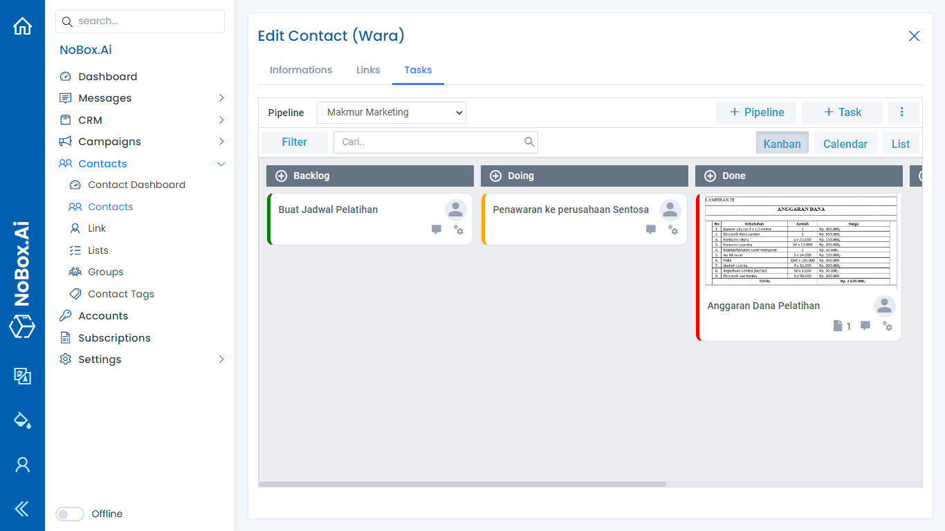 Contact Tasks Monitoring