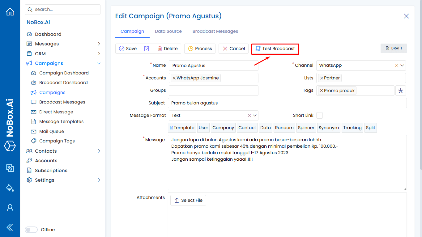 NoBox Test Broadcast View