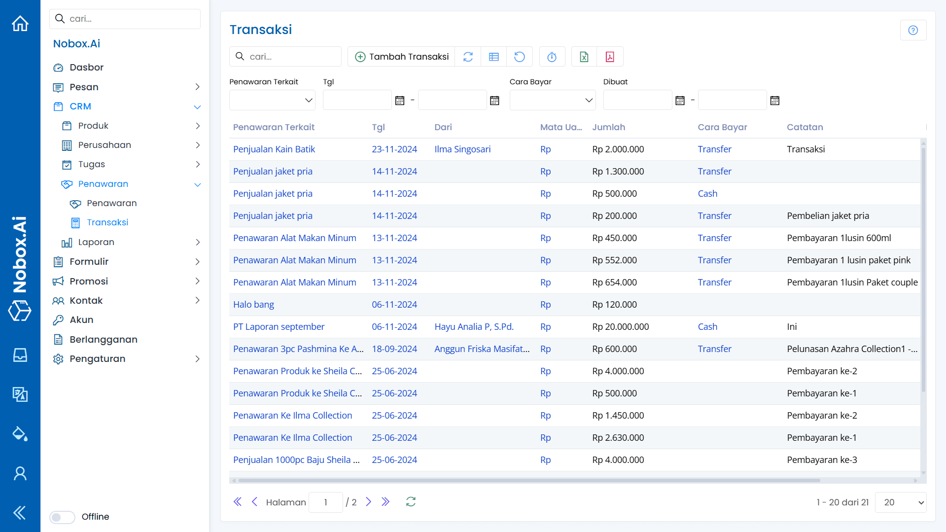 NoBox Dashboard View