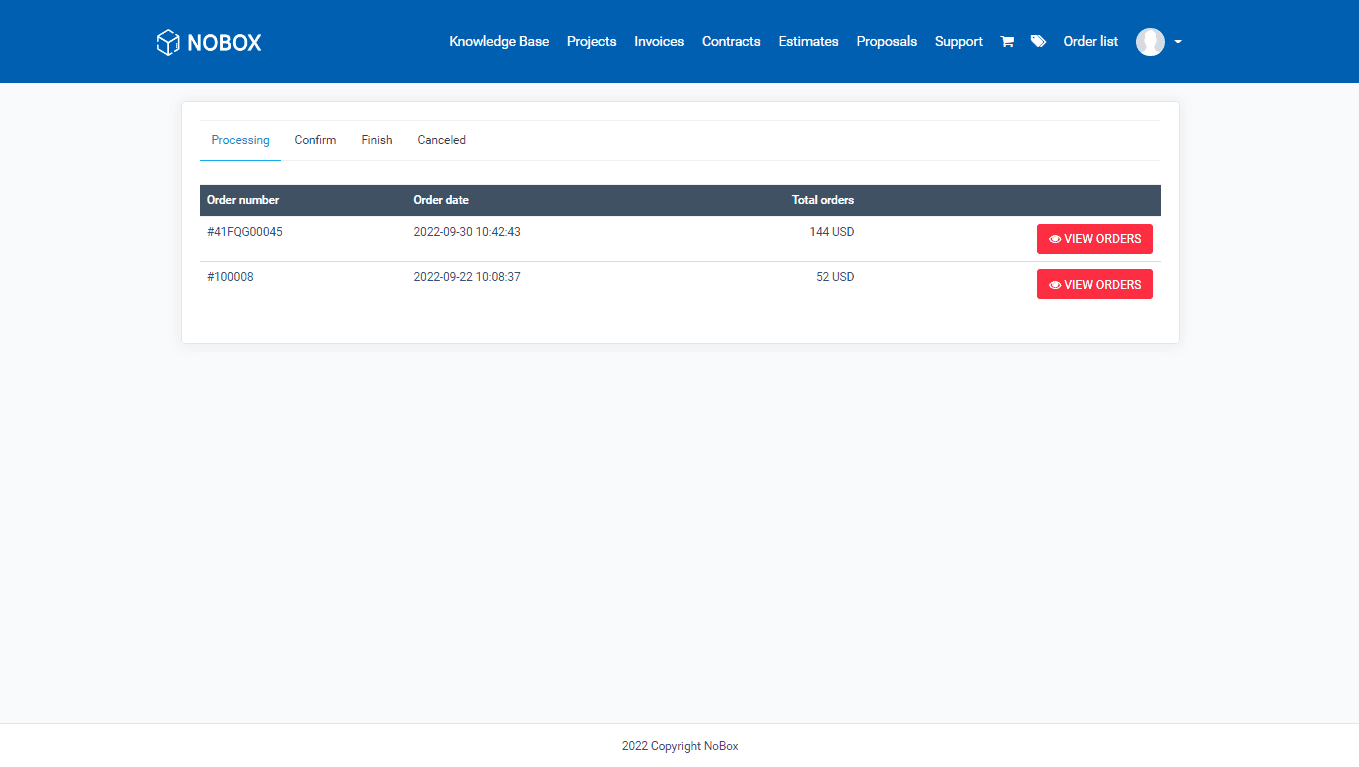 NoBox Dashboard Interface