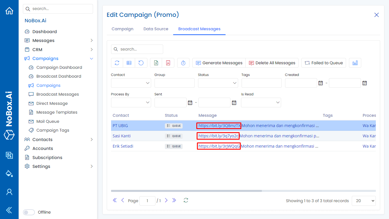 NoBox Hasil Short Link View