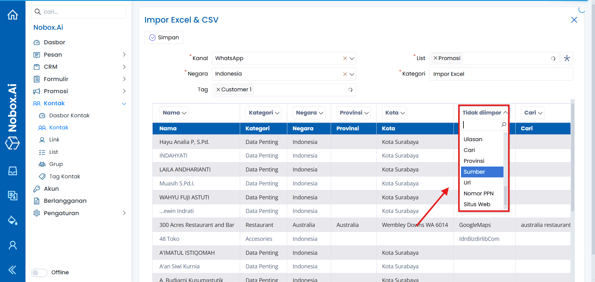 Field Mapping Interface
