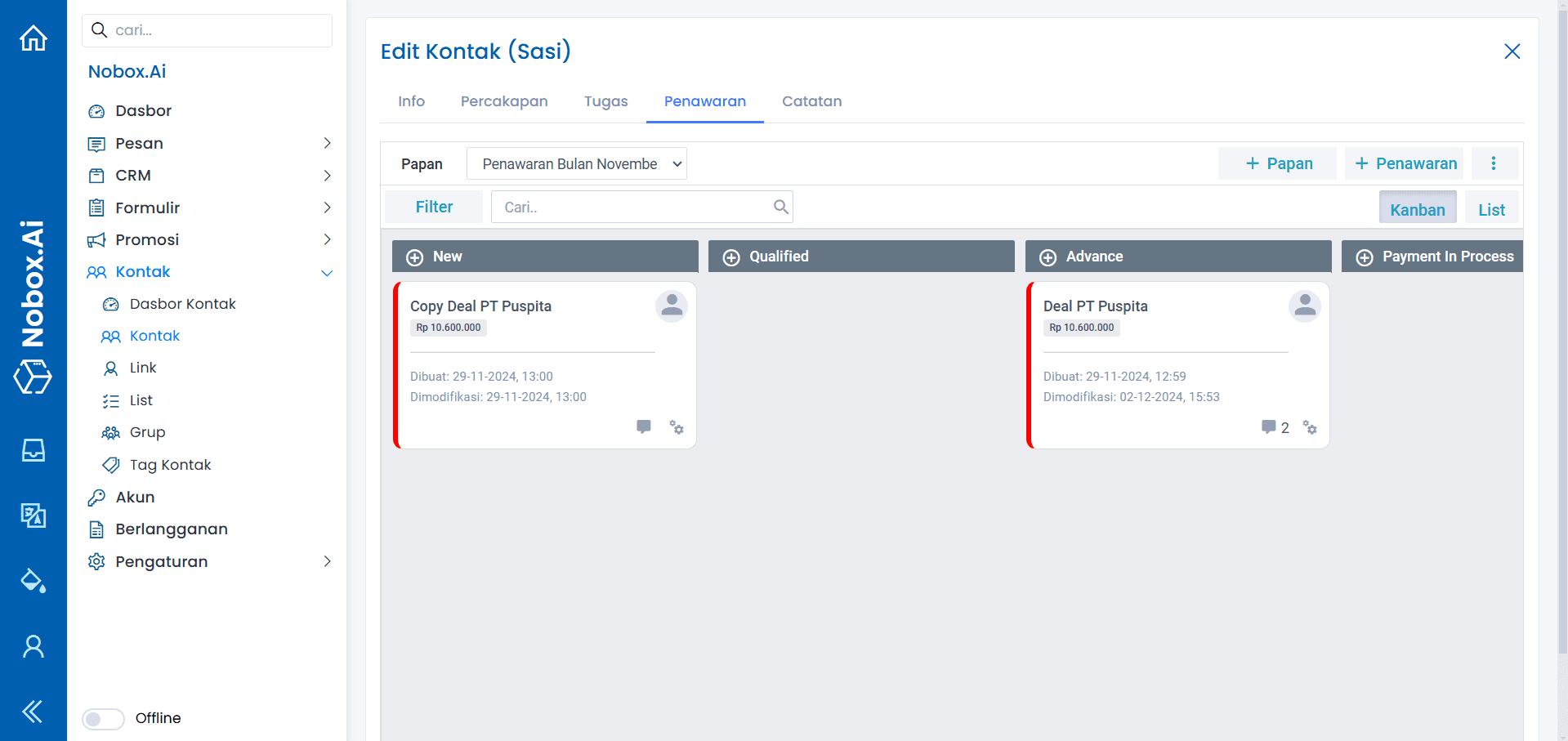 Contact Offers Monitoring