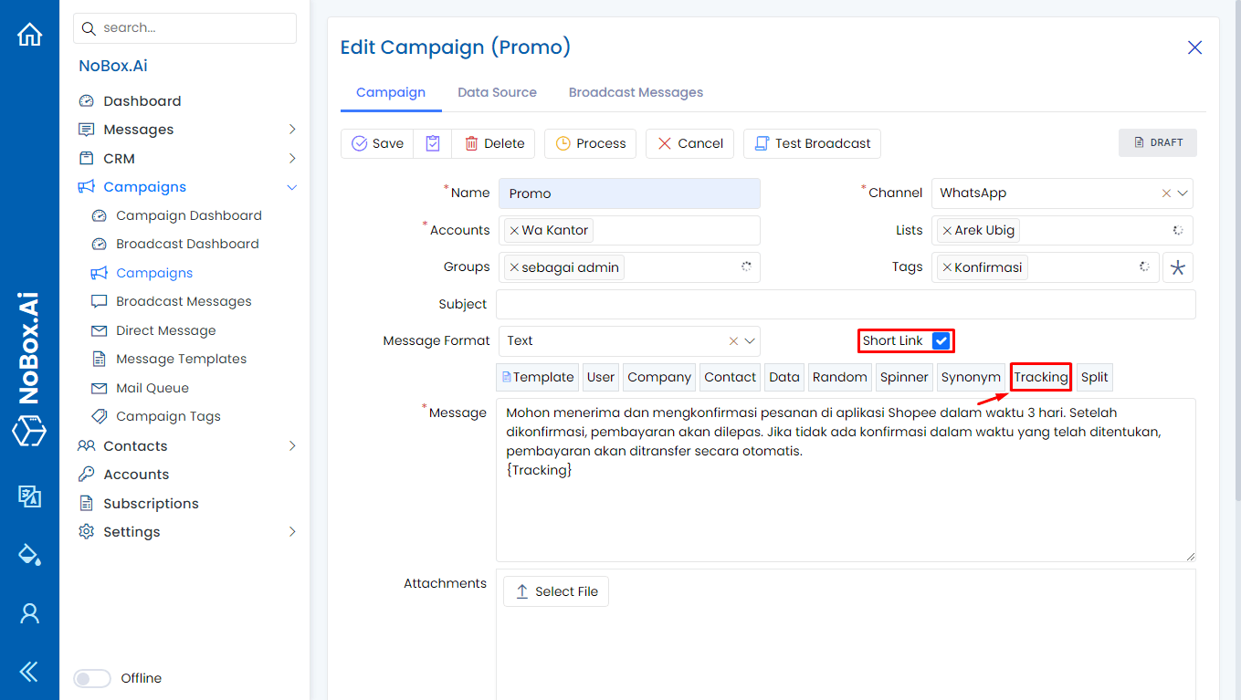 NoBox Shortlink View