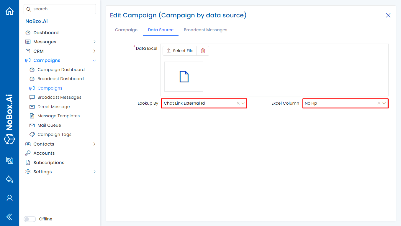 NoBox Upload Data Source View