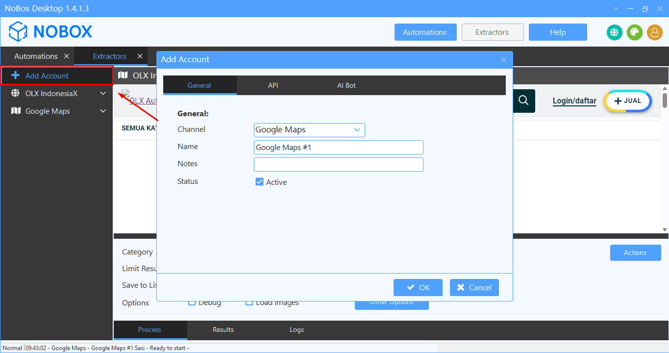 Tampilan Dasbor NoBox